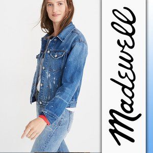 Madewell Boxy Crop Paint Splatter Denim jacket